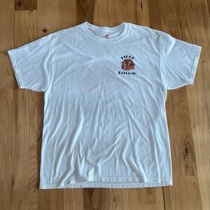 Hanes White Short Sleeve Tee with Orange Tiger Drive-In Graphic